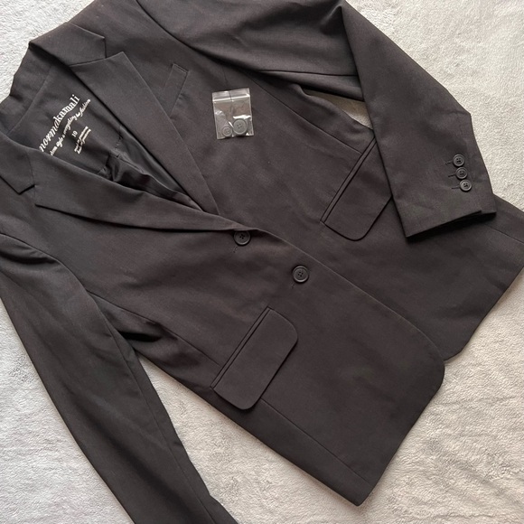 NWT Norma Kamali Tailored Button-Front Classic Blazer Jacket Charcoal Gray Sz 10 - Picture 1 of 14